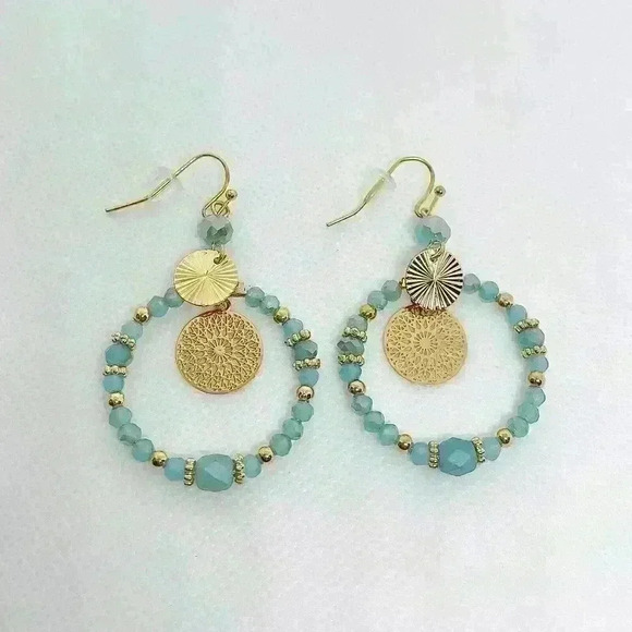 Stella Beaded Earrings in Turquoise - Picture 2 of 5